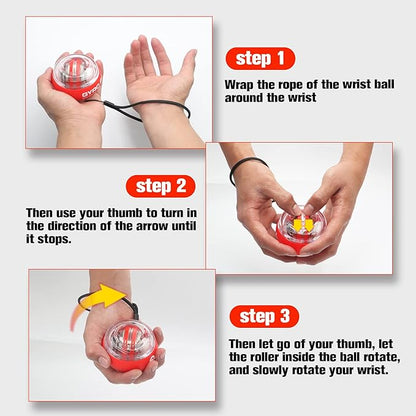 Wrist Trainer Ball Auto-Start Gyroscopic Forearm Exerciser Gyro Ball for Strengthen Arms, Fingers