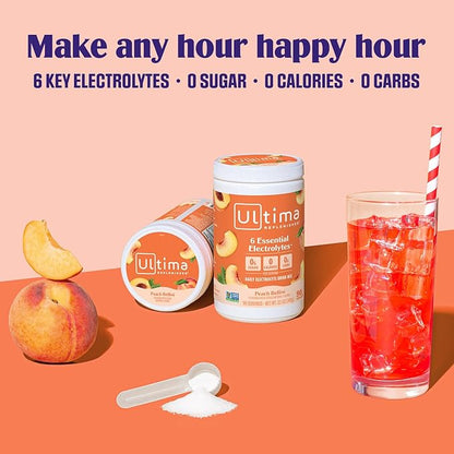 Ultima Replenisher Mocktini Electrolyte Powder Drink Mix – Sugar Free – Peach Bellini, 90 Servings