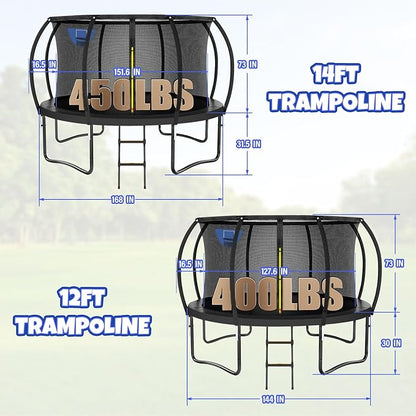 Trampoline 8FT 10FT 12FT 14FT 16FT, Outdoor Trampolines for Kids and Adults, Recreational