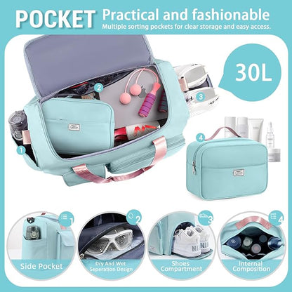 FIORETTO Women's Gym Duffle Bag with Shoes Compartment, 37L Capacity, Ideal for Travel, Gym