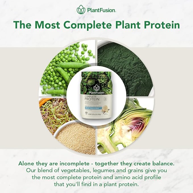 PlantFusion Complete Vegan Protein Powder - Plant Based Protein Powder With BCAAs, Digestive