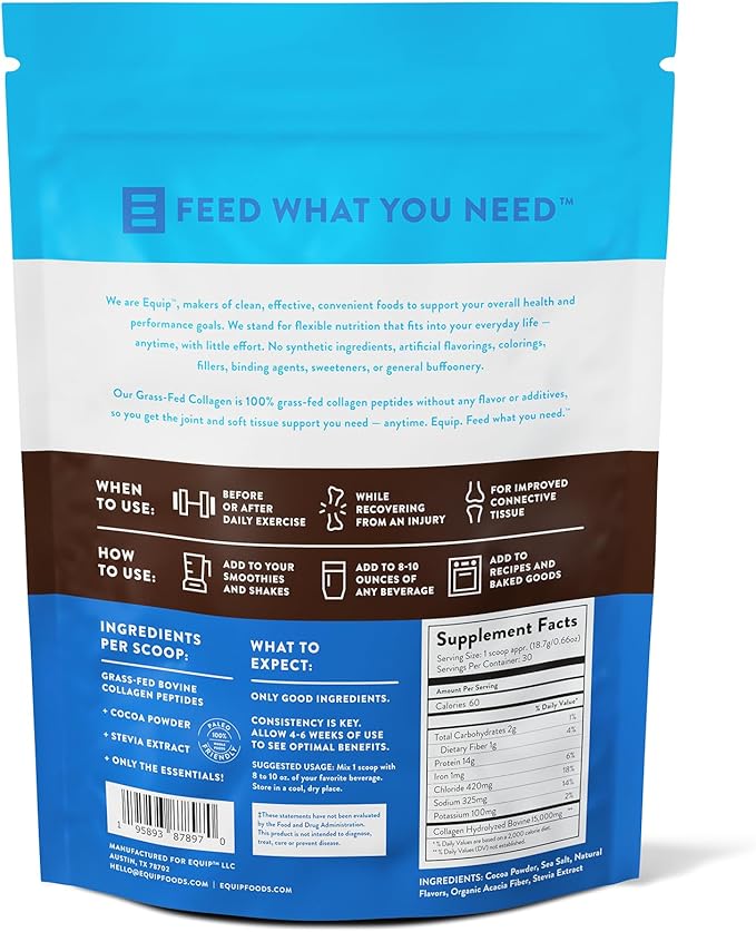 Equip Foods Grass Fed Collagen Powder | Hydrolyzed Bovine Collagen Peptides with Amino Acids |