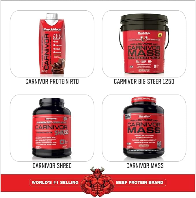 MuscleMeds Carnivor Beef Protein Isolate Powder, Cookies & Cream, 56 Servings, 1680 Gram, 59.2