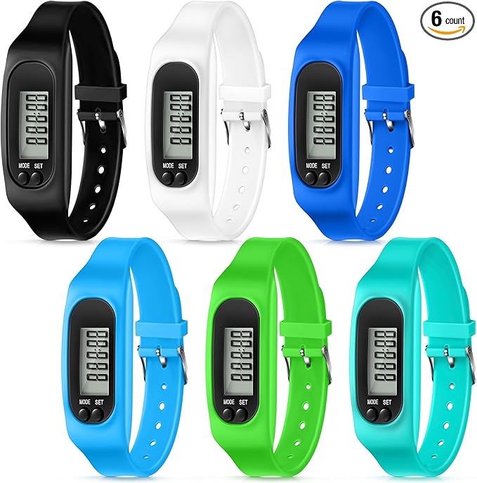 Geyoga 24 Pcs Pedometer for Walking Steps and Miles Pedometer Watch Silicone Steps Tracker Running