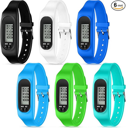 Geyoga 24 Pcs Pedometer for Walking Steps and Miles Pedometer Watch Silicone Steps Tracker Running
