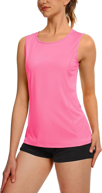 TACVASEN Women's UPF 80+ Workout Tank Top Sleeveless Quick Dry Sun Protection Hiking Athletic Gym