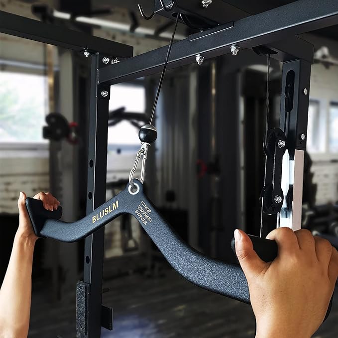 LAT Pull Down Bar for Cable Machine, LAT Pulldown Attachments T Bar V Bar Cable Attachment, Back
