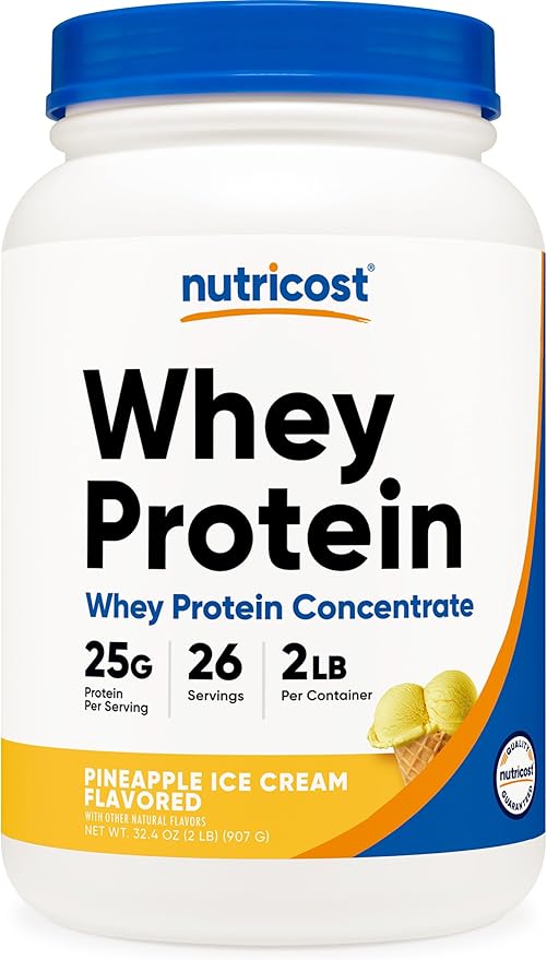 Nutricost Whey Protein Powder Pineapple (2 LBS) - Gluten-Free, GMO-Free, from Whey Protein