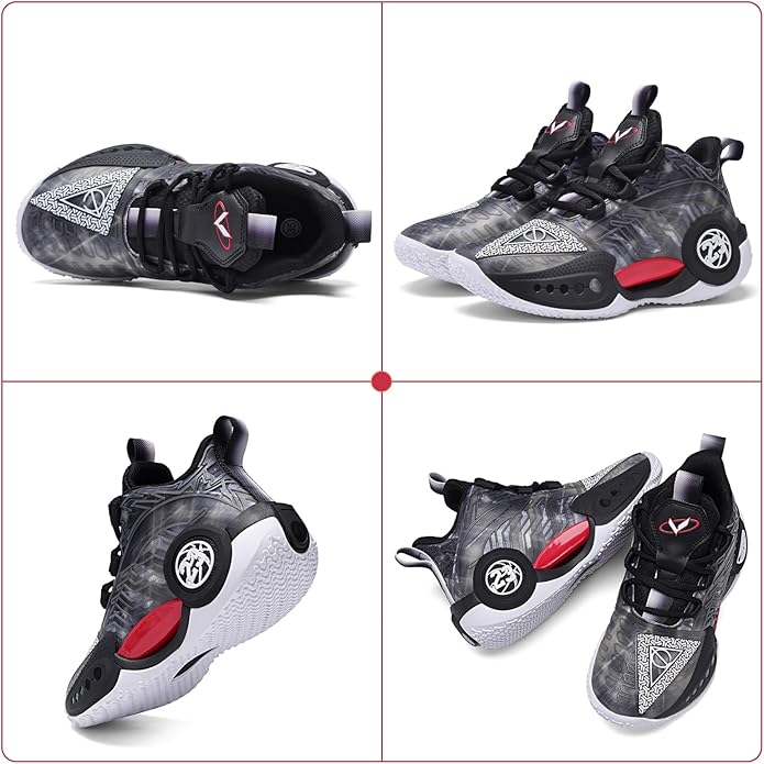 JMFCHI Kids Basketball Shoes High-top Sports Shoes Sneakers Durable Lace-up Non-Slip Running Shoes