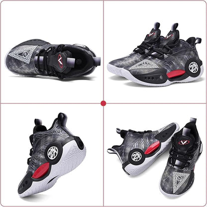 JMFCHI Kids Basketball Shoes High-top Sports Shoes Sneakers Durable Lace-up Non-Slip Running Shoes