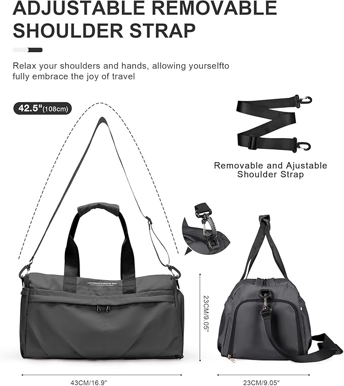 Gym Bag for Women Men with Shoe Compartment, Sport Duffel Bag, Waterproof Travel Weekender