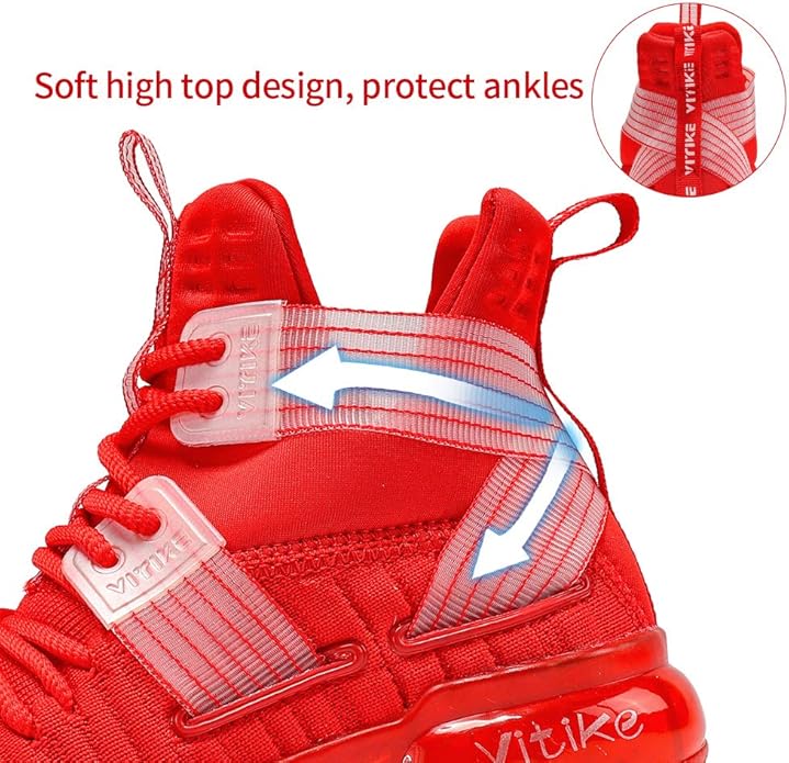 VITUOFLY Kids Basketball Shoes Boys Air Cushion Sneakers Girls Mid Top School Hoops Shoes Non-Slip