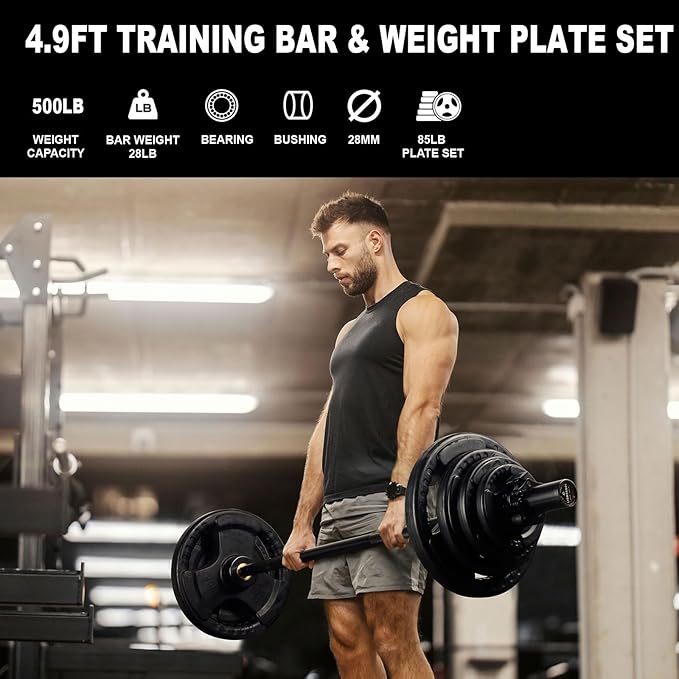 LIONSCOOL Premium 4ft/4.9ft/6ft Barbell for Strength Training and Olympic Weightlifting, 2 Inch Bar
