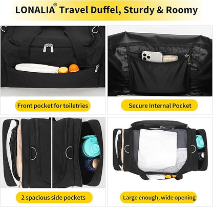 Gym Bag Sport Duffle Bag for Men - 21 in Weekender Travel Bag with Trolley Sleeve (Black)