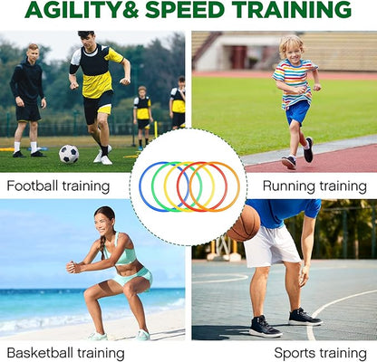 Deekin 40 Pcs Agility Rings Speed and Agility Training Rings Exercise Speed Circle Jumping Hoops