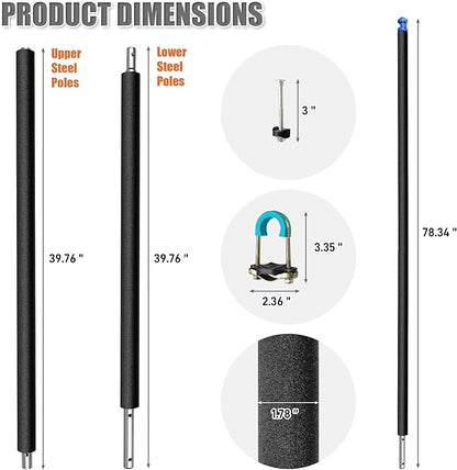 1PCS Trampoline Pole Replacement, Trampoline Enclosure Pole Fits 8-16FT Straight Pole Trampoline