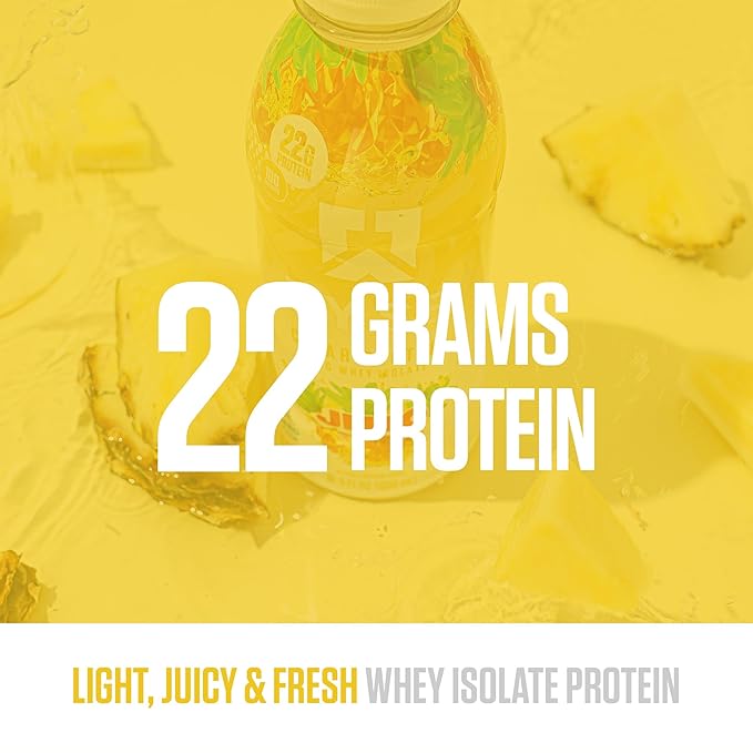 RYSE Clear Protein Shake - Jell-O Island Pineapple - 100 Calories, 22g Whey Isolate Protein