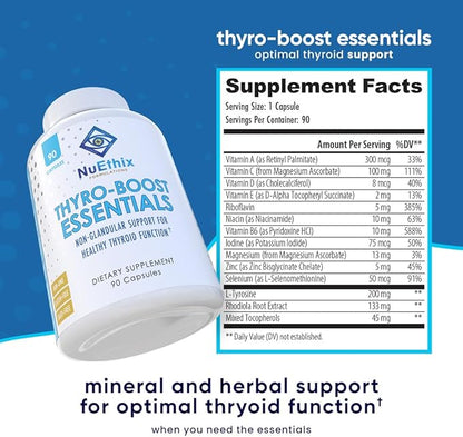 NuEthix Formulations Thyro-Boost Essentials, Non-Glandular Support to Assist with Optimal Thyroid