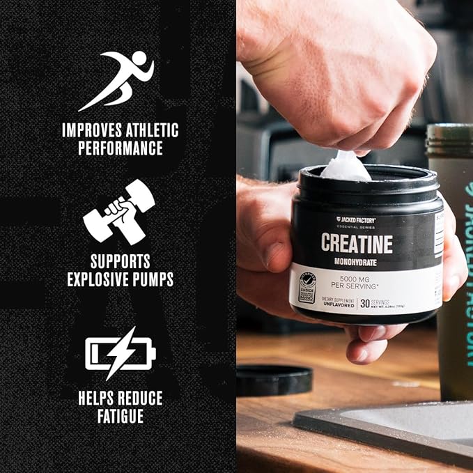 Jacked Factory Creatine Monohydrate Powder 150g - 5g Daily Creatine Supplement for Men and Women