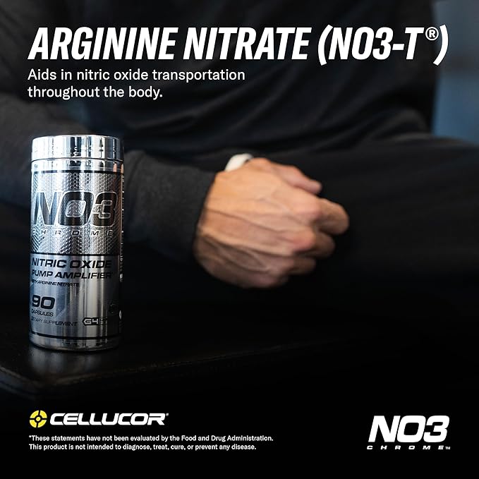 Cellucor NO3 Chrome Nitric Oxide Supplements with Arginine Nitrate for Muscle Pump & Blood Flow, 90