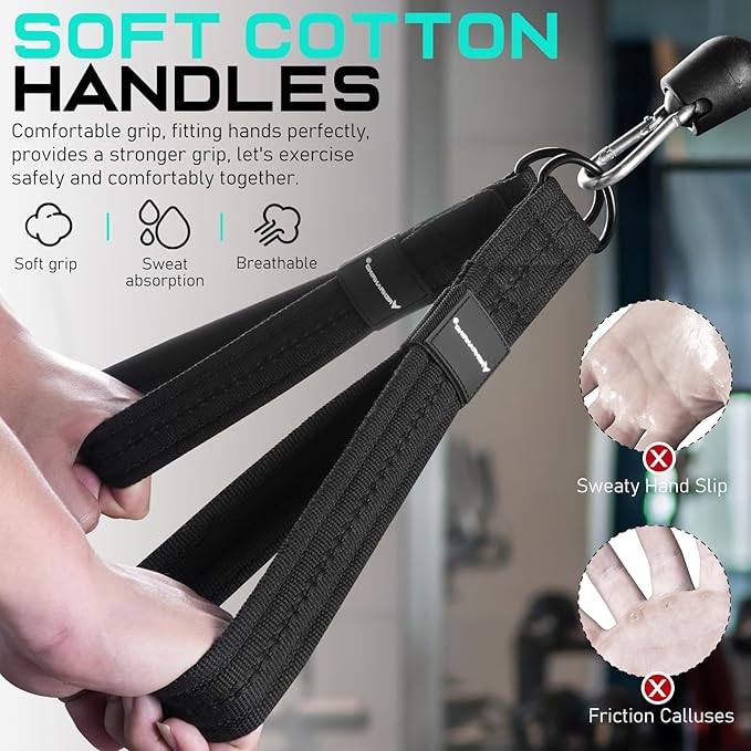 Tricep Rope Cable Attachment Handles for Gym, 13inch Exercise Handles, Tricep Pull Down Attachments
