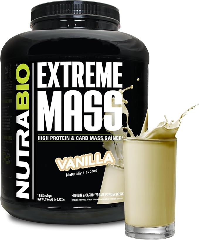 NutraBio Extreme Mass Gainer Protein Powder, 53G Protein, Clean Weight Gainer, Increase Muscle