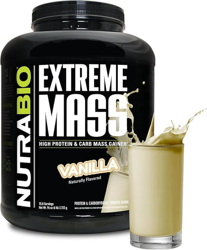 NutraBio Extreme Mass Gainer Protein Powder, 53G Protein, Clean Weight Gainer, Increase Muscle