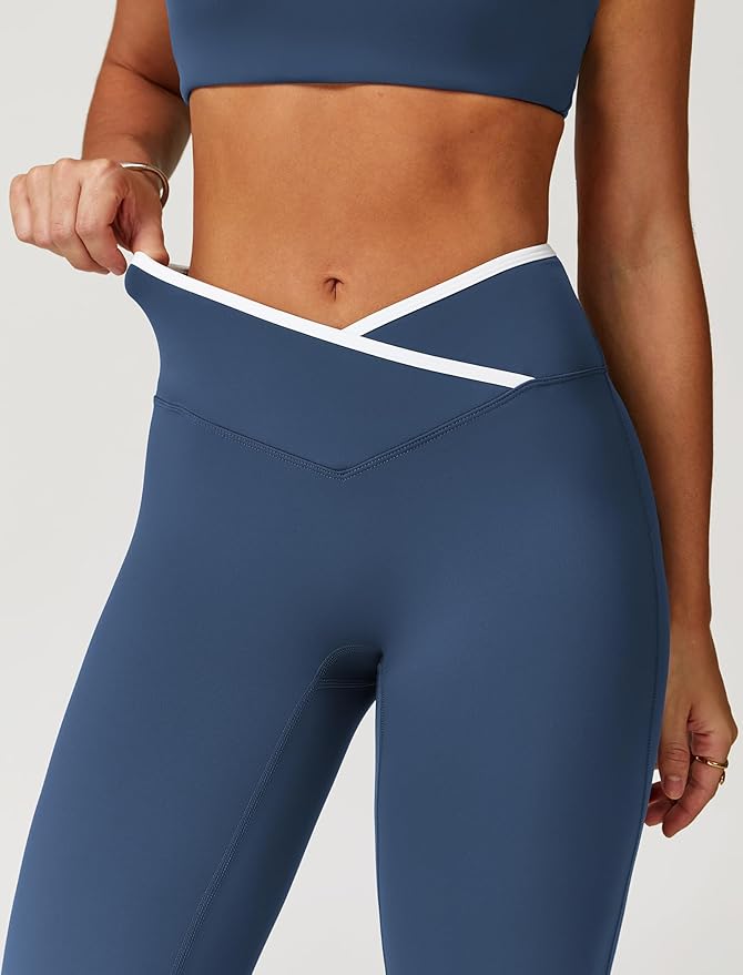 ABOCIW Workout Sets for Women 2 Piece Color Block Strappy Sports Bra High Waist Leggings Gym Yoga