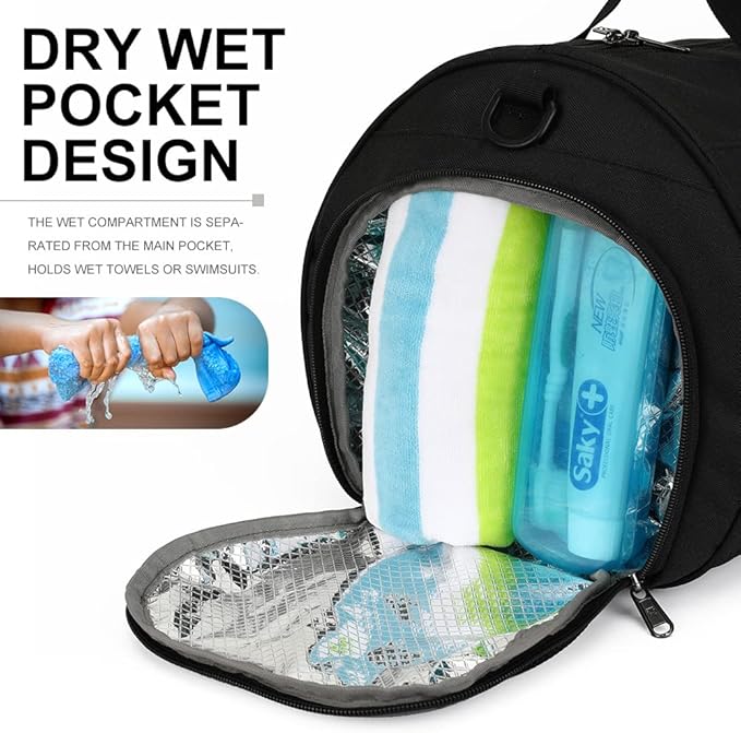 INOXTO Small Sports Gym Bag，Travel Duffel Bag with Dry Wet Pocket and Shoes Compartment for Women