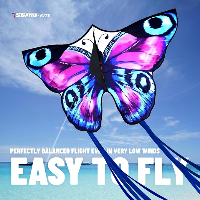 Colorful Butterfly Kite,Easy to Fly Large Outdoor Kite for Kids & Adults, Beach & Park Toys with