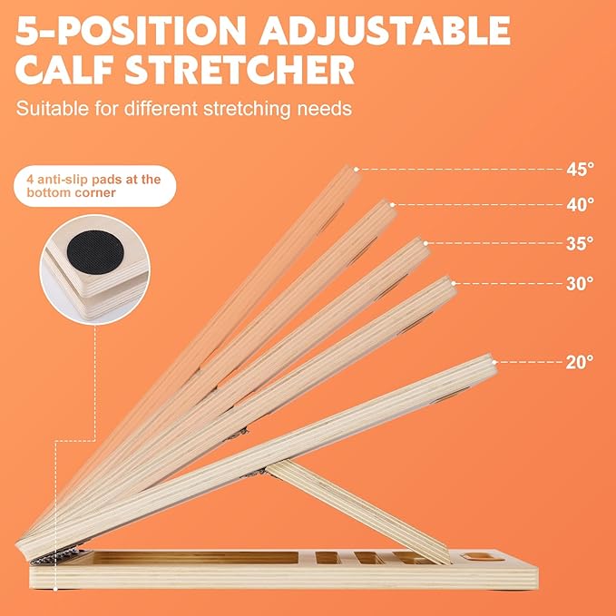 Slant Board for Calf Stretching, Adjustable Wooden Calf Stretcher Incline Board, Calf Stretch Board