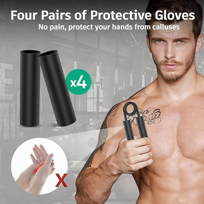 Grip Strength Trainer 4 Pack,50LB-200LB Metal Hand Grip Strengthener,Non-Slip Heavy-Duty Forearm