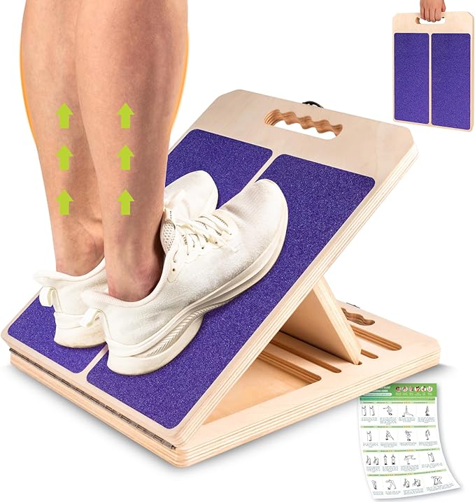 Slant Board for Calf Stretching, Adjustable Portable Wooden Incline Board for Calf Stretcher with