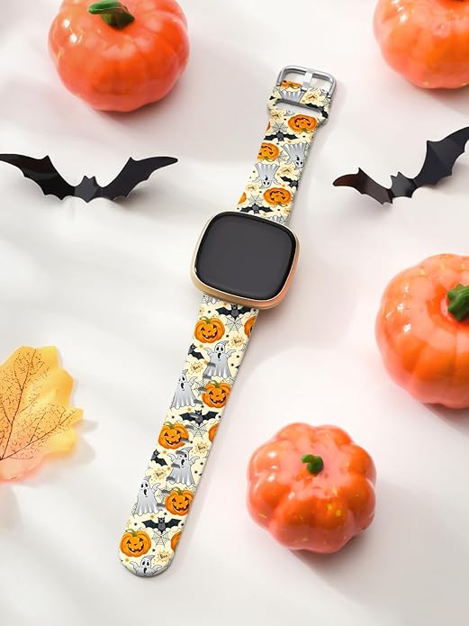 Watbro Halloween Holiday Band Compatible with Fitbit Versa 3 / Sense/Fitbit Versa 4 / Sense 2 Bands