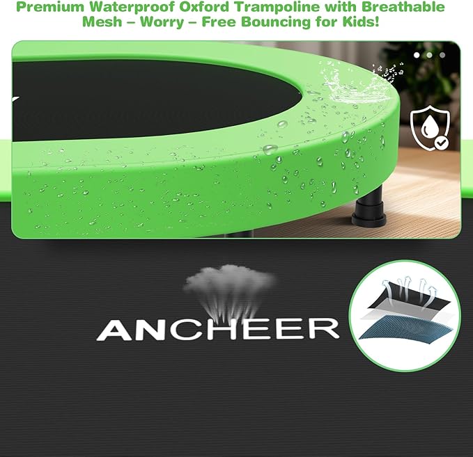 ANCHEER 56'' Foldable Mini Trampoline with Adjustable Handle - Indoor/Outdoor Rebounder for Kids &