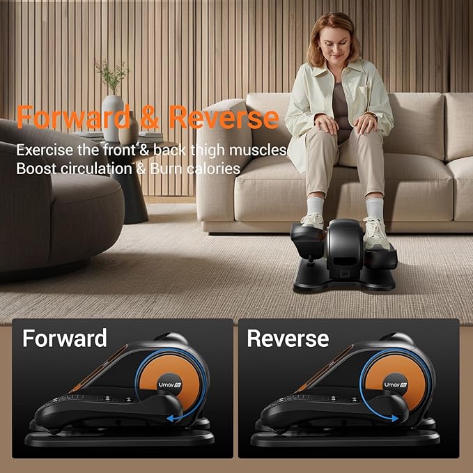 Under Desk Elliptical Machine, Ellipse Leg Exerciser for Seniors, Quiet & Portable Electric Seated