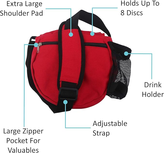 Kestrel Black Disc Golf Bag - Fits 6-10 Golf Discs + Bottle - For Beginner & Advanced Golfers