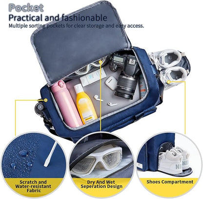 FIORETTO Women's Gym Duffle Bag with Shoes Compartment, 37L Capacity, Ideal for Travel, Gym