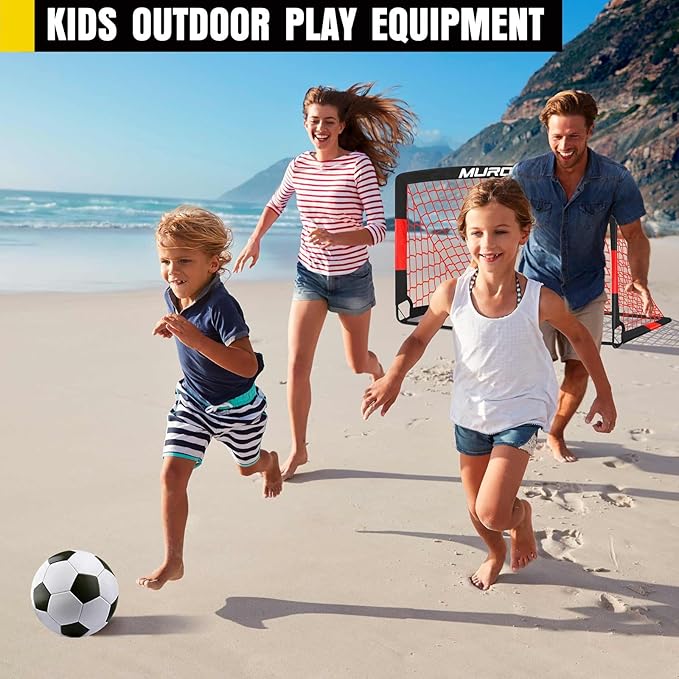 Soccer Goal, Kids Soccer Goals for Backyard Set, 2 Pack of Portable Pop Up Soccer Net with Soccer