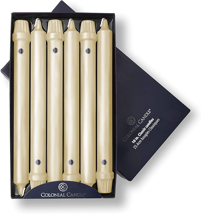 Colonial Candle Unscented Taper Candle, Classic Collection, Limoncello, 10 in, Pack of 12 - Up to 8
