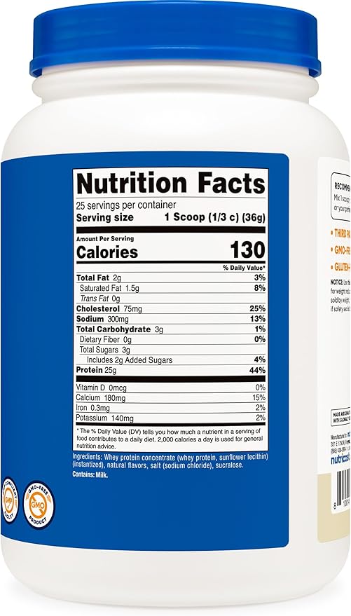 Nutricost Whey Protein Concentrate (Vanilla) 2LBS