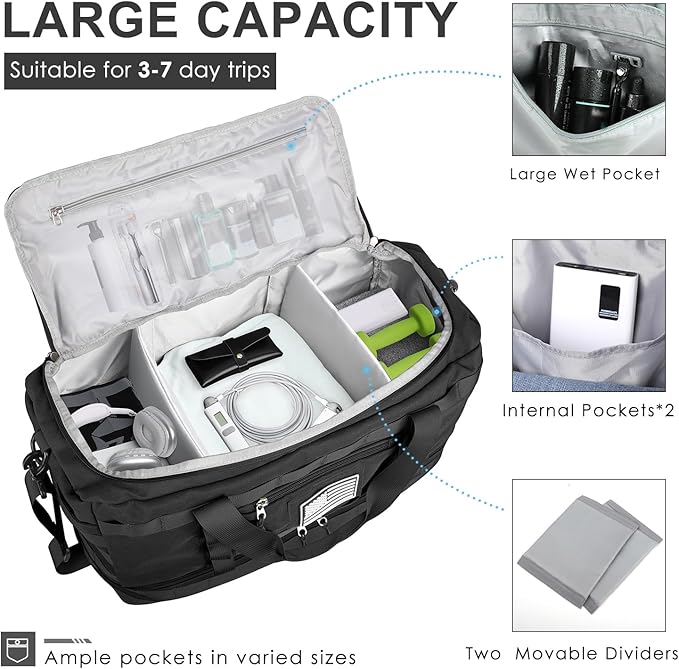 ETRONIK Travel Bag for Men Women, Gym Bag & Tactical Duffle Bags for Travel, Carry on with Toiletry