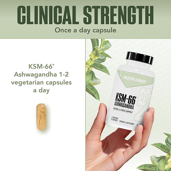 NutraBio Ashwagandha KSM-66 | Ashwaganda Herbal Supplement for Stress, Mood, & Performance | 600 MG