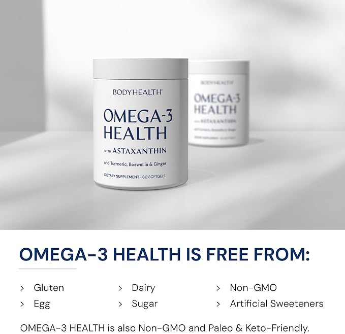 BodyHealth Omega 3 Health, Fish Oil Supplement for Women and Men, Heart and Brain Health, Fish Oil