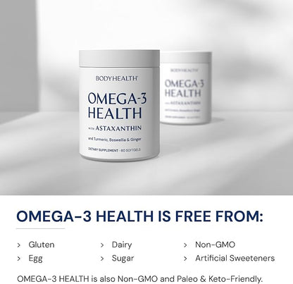 BodyHealth Omega 3 Health, Fish Oil Supplement for Women and Men, Heart and Brain Health, Fish Oil