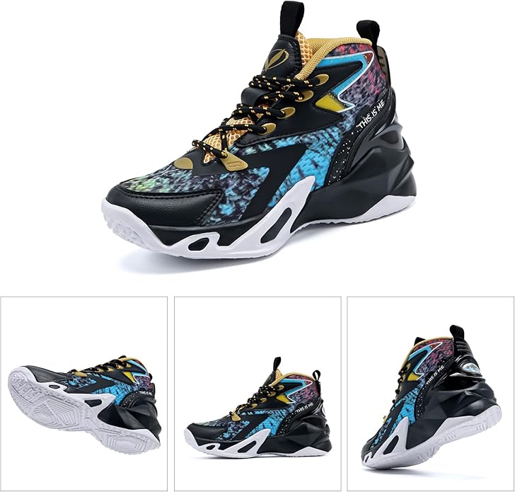 VITUOFLY Kids Basketball Shoes Boys Air Cushion Sneakers Girls Mid Top School Hoops Shoes Non-Slip