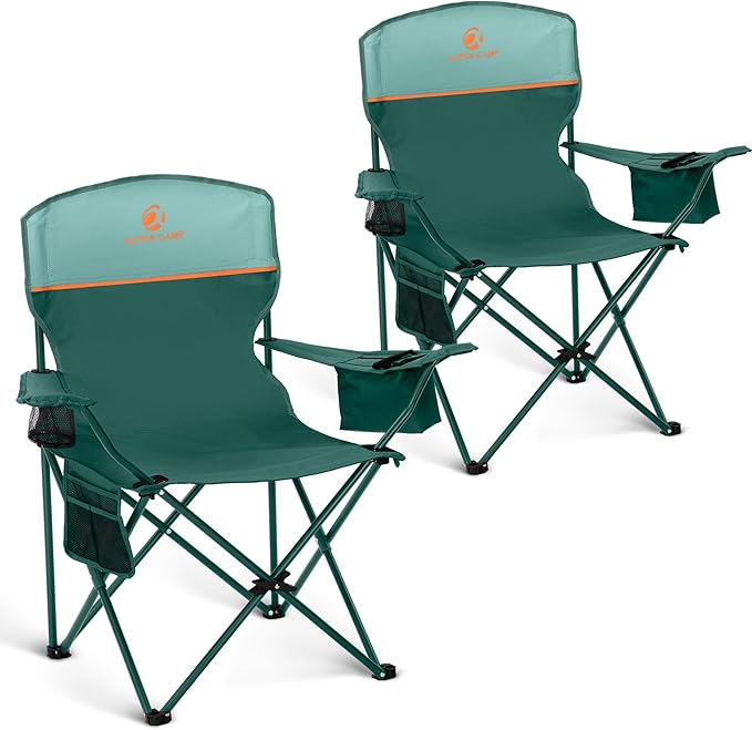 HIGH POINT SPORTS 2 Pack Portable Camping Chair for Adults, Folding Outdoor Camp Chair Lightweight