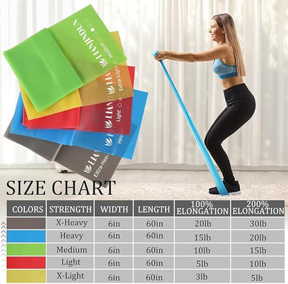 5 Pcs Professional Resistance Bands. Latex-Free, Elastic Band, Work Out Bands, Stretch Bands for