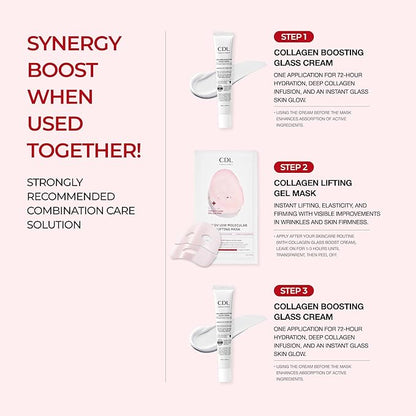 Korean Collagen Duo: Overnight Collagen Lifting Hydrogel Mask (5pcs) + 72HR Hydrating Glass Glow