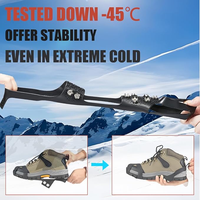 Ice Cleats for Shoes and Boots, Ice Snow Traction Cleats Grippers, Non Slip Shoe Ice Grippers,10